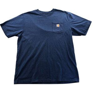 Carhartt Mens Work T-Shirt XLT Navy Blue Short Sleeve Loose Casual Pocket Tee